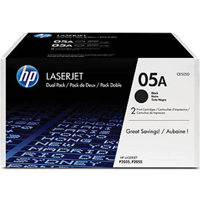 HP 05A Original LaserJet Tonerkassett (CE505A), Dual Pack, Svart