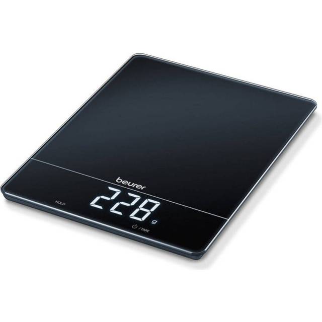 Beurer KS 34 köksvåg, för exakt vägning upp till 15 kg, med taravågsfunktion och Magic LED-display, svart