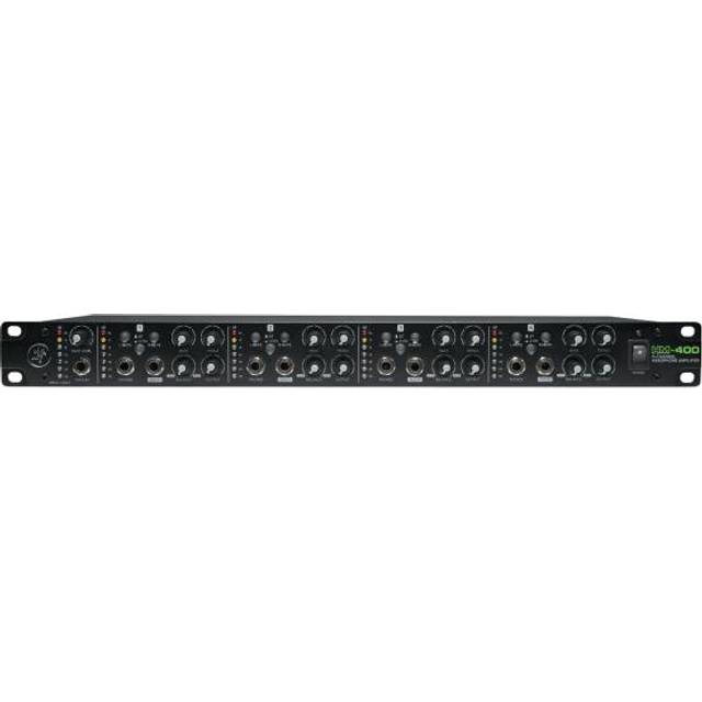 Mackie HM-400 4-kanals hörlursförstärkare med stereoingång, 3 hörlursutgångar per kanal (totalt 12), Aux-ingång per kanal och 2-band EQ