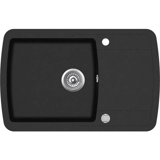 vidaXL Granite Kitchen Sink Single Basin Black
