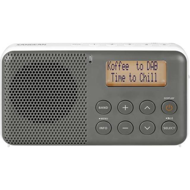 Sangean DPR-64 grå vit Sangean DPR-64 DAB+, FM-radio, larm, snooze, LCD-skärm, stereohörlursuttag, inbyggd stereo-klass D-förstärkare, grå-vit