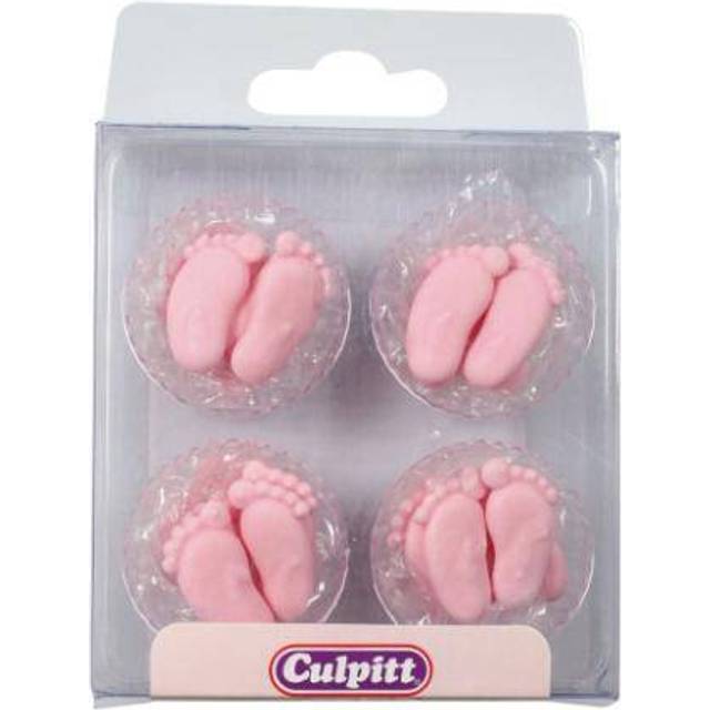 Pack of 12 Decorational Sugar Pipings - Pink Feet - Culpitt