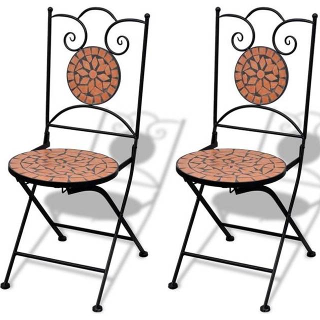 vidaXL Folding Bistro Chairs 2 pcs Ceramic Terracotta - Brown