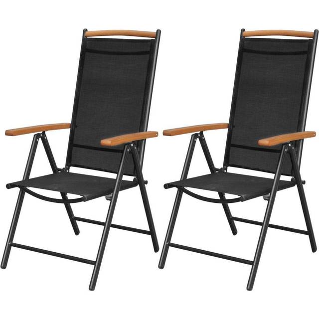 vidaXL Stackable Garden Chairs 2 pcs Poly Rattan Black