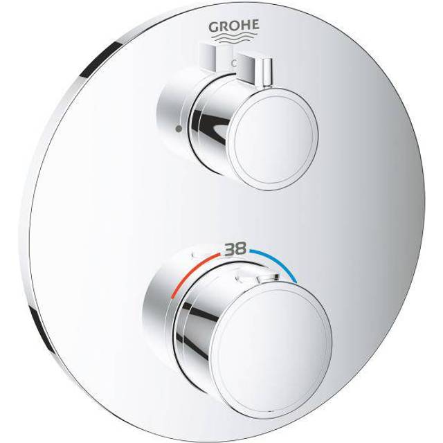 Grohe Grohtherm Thermostatic Mixer Round For 1 Outlet With Shut Off Valve - 24075000 Concealed Body Required?: Not Required