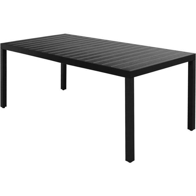 vidaXL Garden Table Black 185x90x74 cm Aluminium and WPC