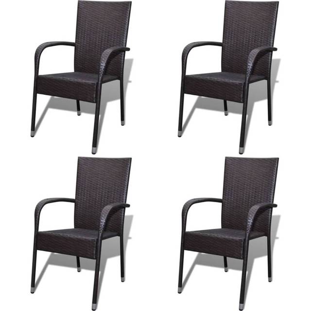 vidaXL Stackable Outdoor Chairs 4 pcs Poly Rattan Black