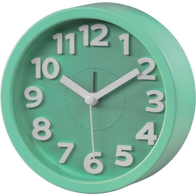 Retro Style Easy Read Bedside Bedroom Alarm Clock Silent Run no tick Light Green