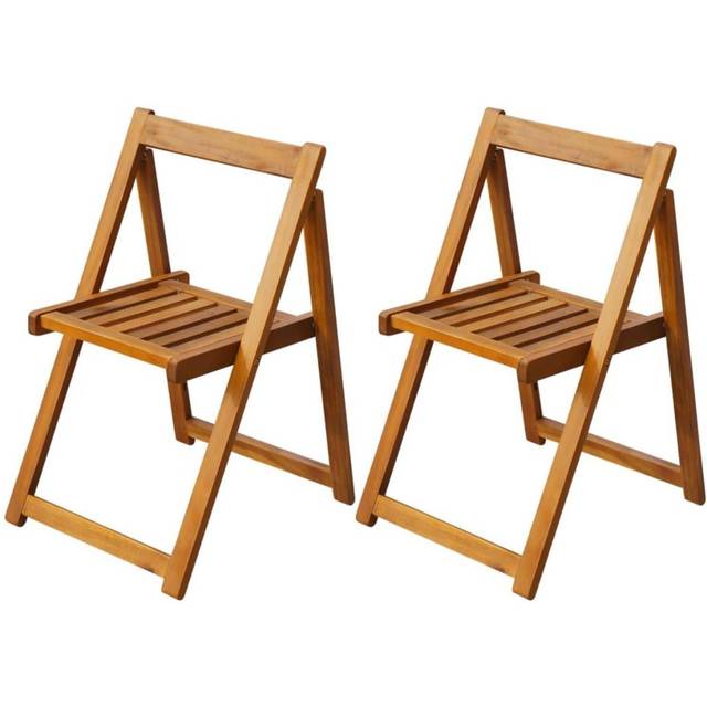 vidaXL 2 pcs Outdoor Folding Dining Chairs Garden Seats Furniture Acacia Wood