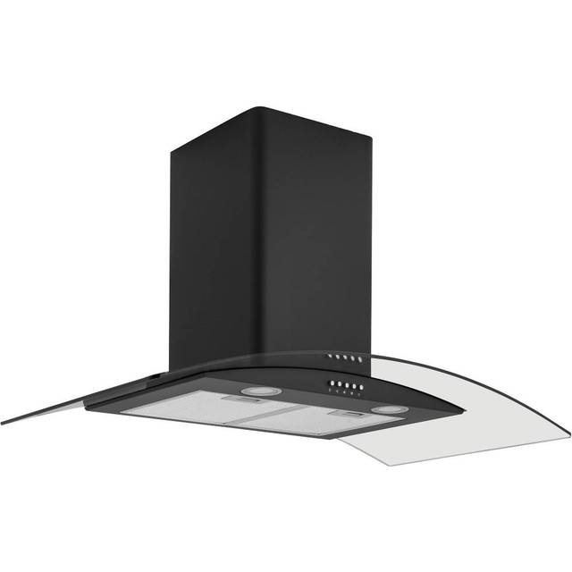 Caple CGC911BK 90cm Curved Glass Chimney Hood - BLACK