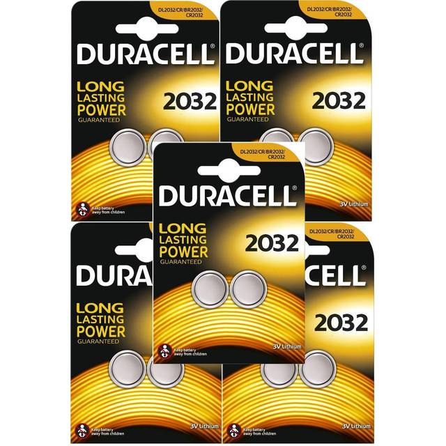 Duracell CR2032 3V Lithium Coin Cell Battery, Black - Pack of 10
