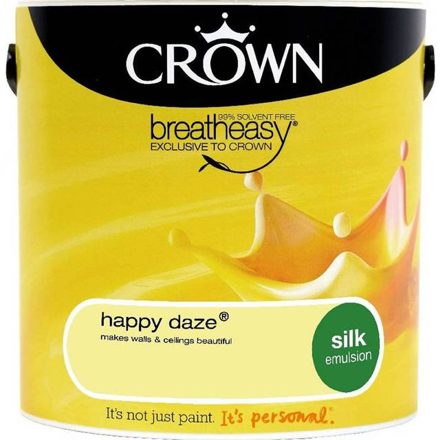 Crown Breatheasy Walls & Ceilings Happy Daze Silk Emulsion Paint 2.5L - Yellow