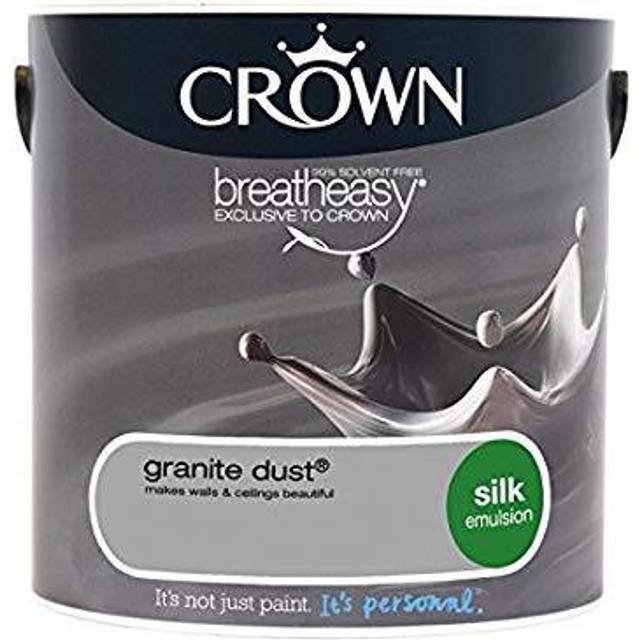 Crown Breatheasy Walls & Ceilings Granite Dust Silk Emulsion Paint 2.5L - Grey