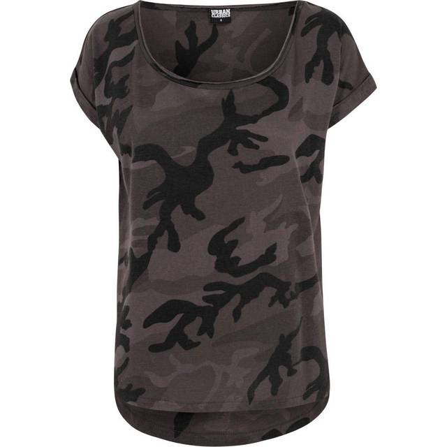 Urban Classics Dam Camo Back Shaped T-shirt, Mörk kamouflage, 5XL