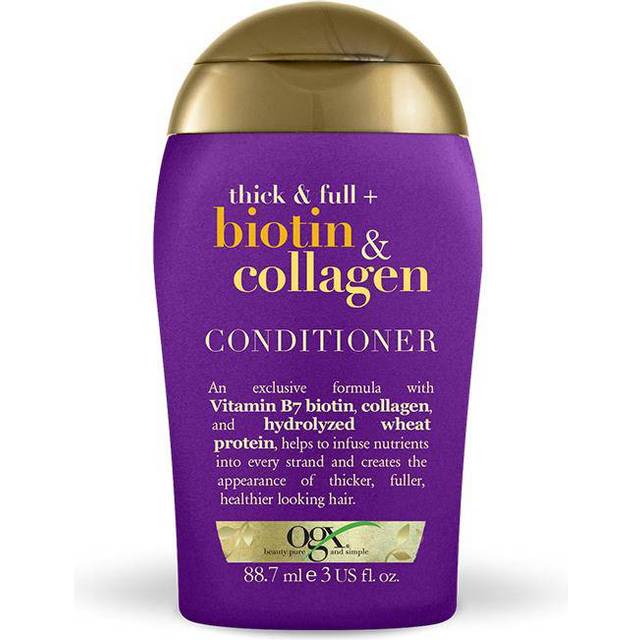OGX Thick & Full + Biotin & Collagen balsam (88,7 ml), näringsrik volymbalsam hårbalsam med biotin, kollagen och veteproteiner, hårvård, sulfatfri