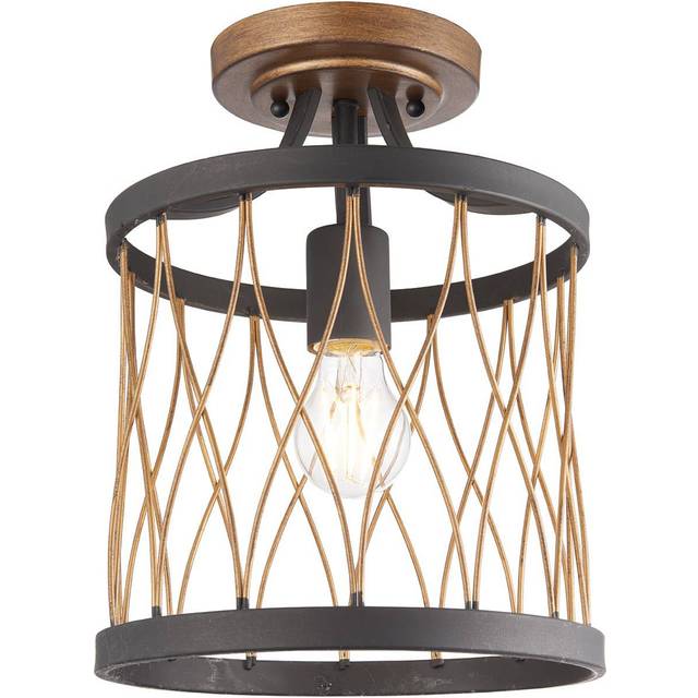 Ensora Lighting Zuri Flush Ceiling Light, Black
