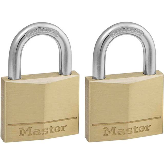 Masterlock Solid Brass Padlock Pack of 2 Keyed Alike 40mm Standard