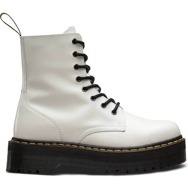 Dr. Martens Jadon Smooth Leather Platform Boots in White, Size: 5