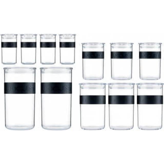 Bodum Presso Set of 12 Storage Jars - Black