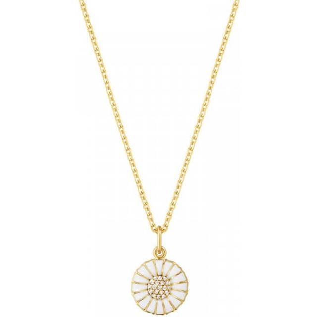 Georg Jensen Daisy Pendant Necklace - Gold/Diamonds/White