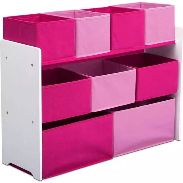 Delta Children Deluxe Multi-Bin Toy Organizer with Storage Bins  White/Pink Bins