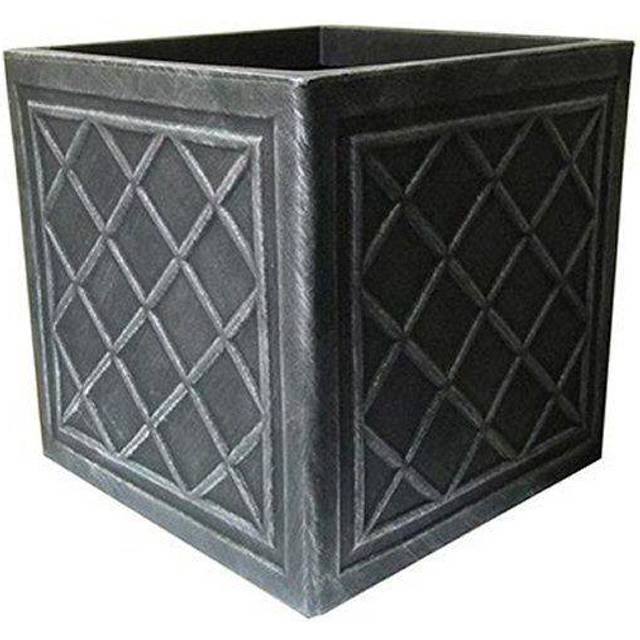 Square Lead Effect Planter - 38cm - Gun Metal (5102031) - Stewart Garden