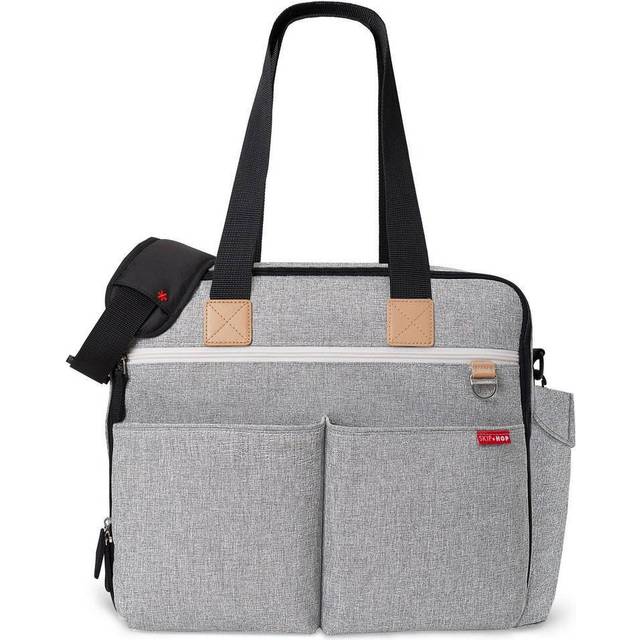 Skip Hop Diaper Bag: Iconic Duo Weekender  Extra Large Capacity with Changing Pad & Stroller Attachment  Grey Melange