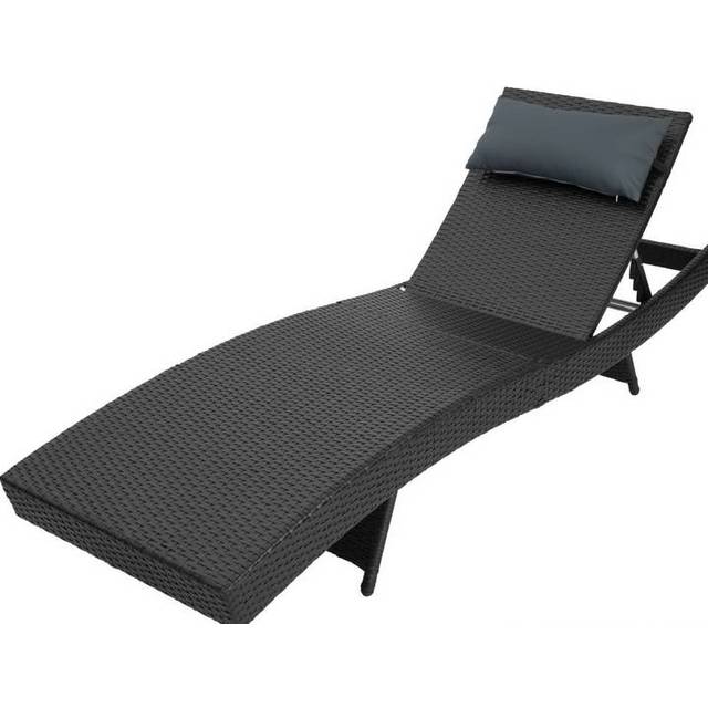 Tectake Oceana Rattan Sun Lounger - Light Grey, Grey