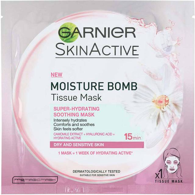 Garnier Moisture Bomb Hydrating Face Mask Chamomile Dry & Sensitive Skin 28g