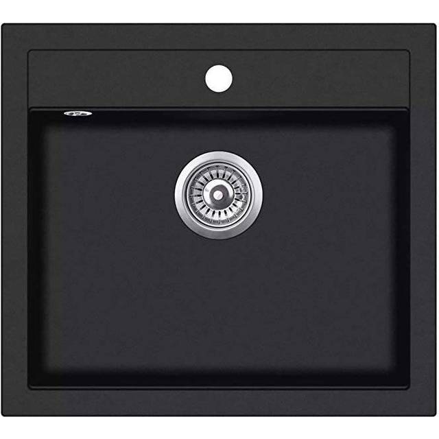 vidaXL Granite Kitchen Sink Single Basin Black