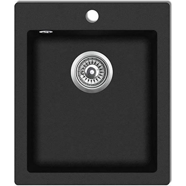 vidaXL Overmount Kitchen Sink Single Basin Granite Black