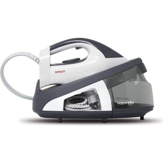 Polti Vaporella Simply VS10.10, ånggeneratorjärn med 1,5 L löstagbar tank, max pump 6,5 BAR, ECO-funktion, 2 minuters uppvärmning, 2200 W, vit/grå