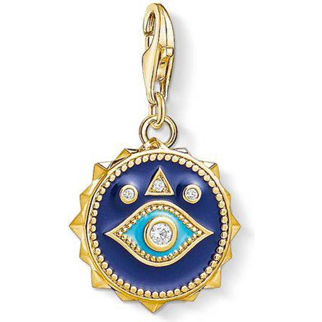 Thomas Sabo Dam 925 sterling silver berlock blå Nazar Eye Club gult guldpläterat hänge 1663-565-32
