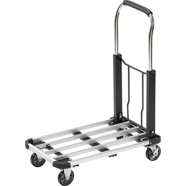 Meister Transportvagn – vikbar – upp till 150 kg lastkapacitet – parkeringsbroms – höjdjusterbart handtag/transporthjälp med styrhjul/paketvagn/hopfällbar vagn av aluminium/8985590