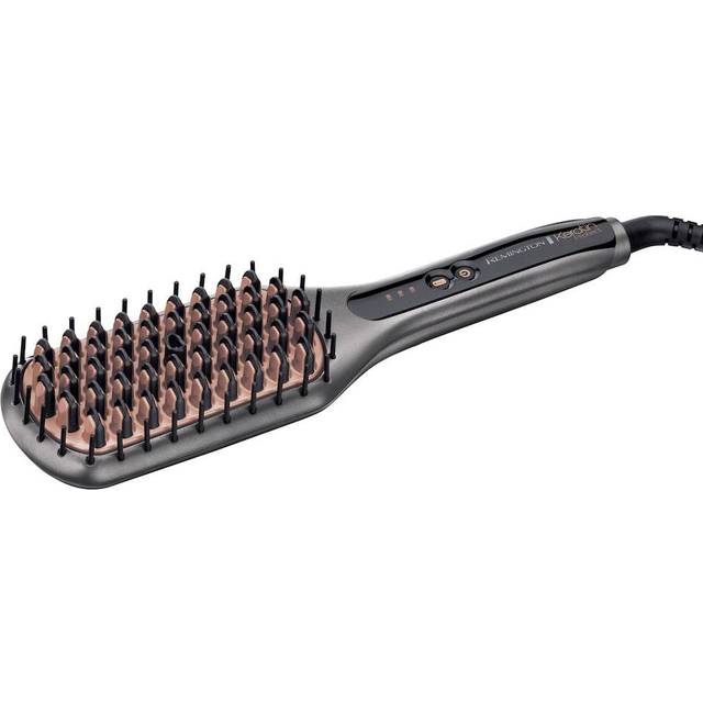 Remington plattborste, keramisk beläggning med keratin och mandelolja, plattar, borstar och ger volym, jonisering, digital display, 150-230°C, 3m sladd, Keratin Protect CB7480