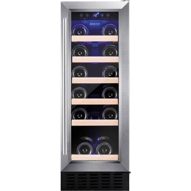 Amica Freestanding Wine Cooler 30cm Stainless Steel Under Counter LED 6 Bottle - AWC300SS