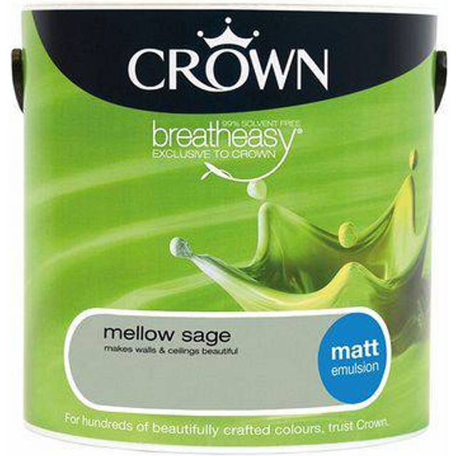 Crown Breatheasy Walls & Ceilings Mellow Sage Matt Emulsion Paint 5L - Green