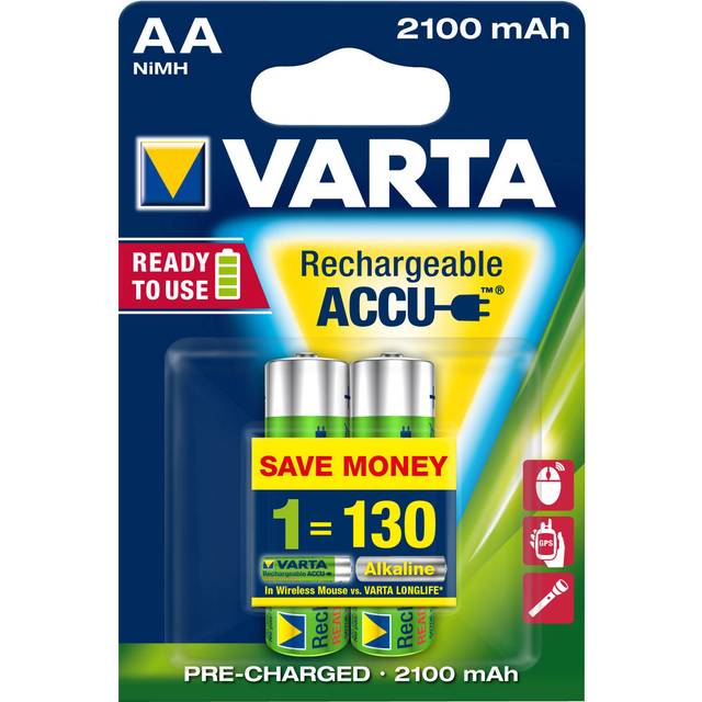 VARTA Recharge Accu Power AA-batteri 2100 mAh, 2-pack