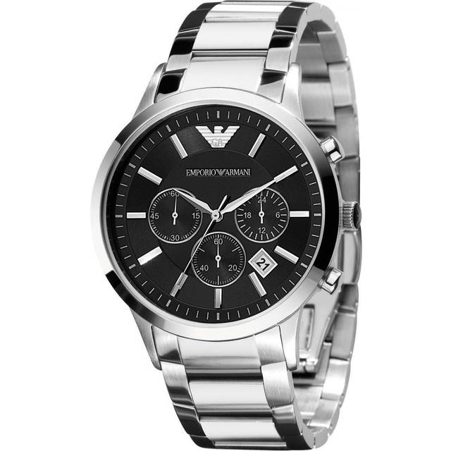 Emporio Armani Men&#39;s WatchÂ¦Chronograph Black DialÂ¦Silver Bracelet BandÂ¦AR2434