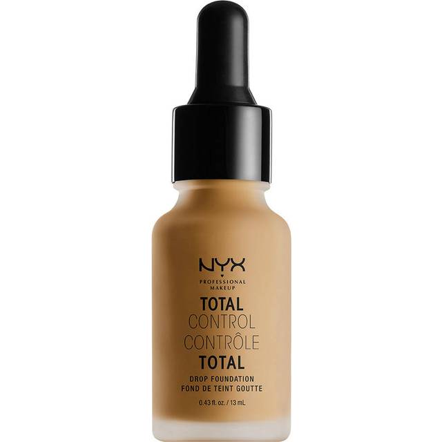 NYX Professional Makeup Total Control Drop Foundation, exakt dosering, byggbar opacitet, långvarig, vegansk formel, matt finish, färgton: Karamell