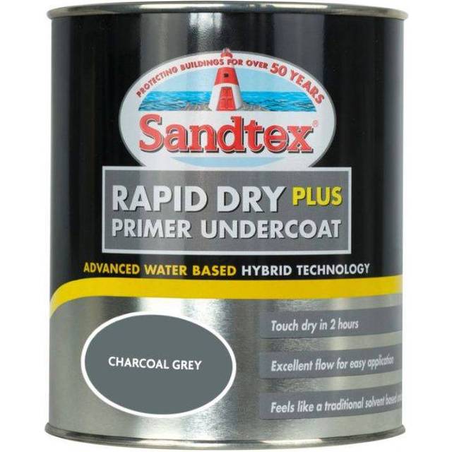 Sandtex Rapid Dry Plus Primer Undercoat Paint - Dark Grey - 750ml - Charcoal Grey