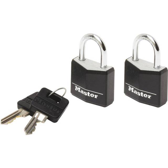 Master Lock Covered Aluminium Padlock 20 x 3 x 11mm (2 Pack) in Black