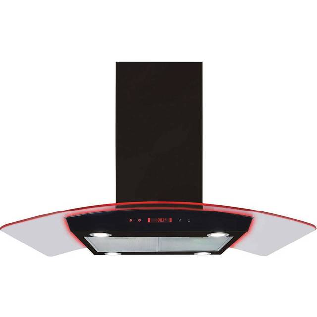 CDA EKPK90BL Curved Glass Island Extractor With Edge Lighting