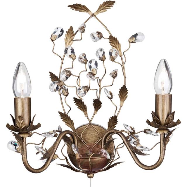 Searchlight 2492-2CR Almandite - 2 Light Wall Bracket Cream Gold Finis