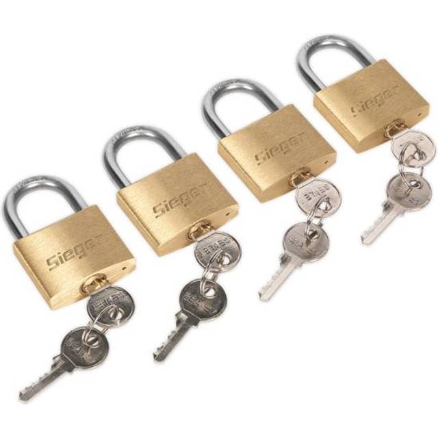 Siegen Brass Padlock Pack of 4 40mm Standard