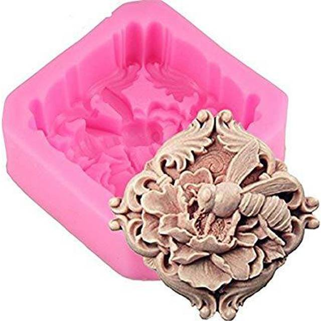 Nordic Ware 01250 honungsbin kakstämplar (set med 3), robust gjutet aluminium med avtagbara trähandtag