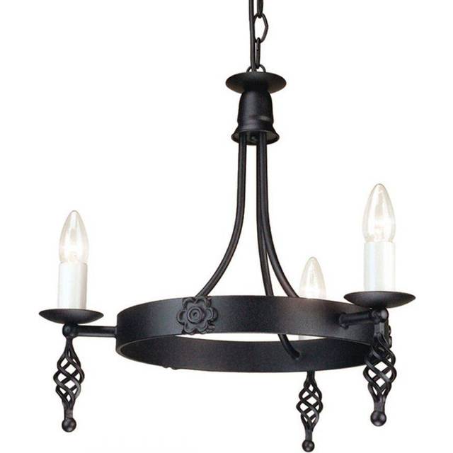 Elstead BY3 BLACK Belfry Three Light Chandelier Black