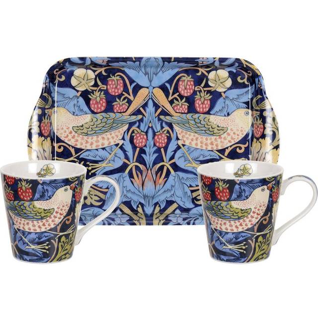 Strawberry Thief Mug and Tray Set - Blue (180ml)