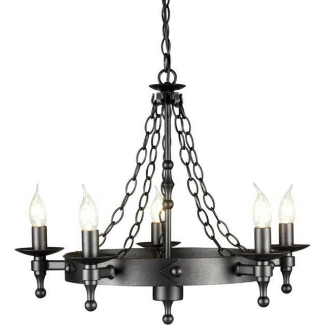 Warwick - 5 Light Chandelier Graphite Black Finish, E14 - Elstead