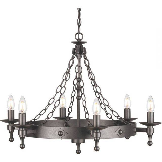 Elstead WR6 GRAPHITE Warwick Six Light Chandelier Graphite Black